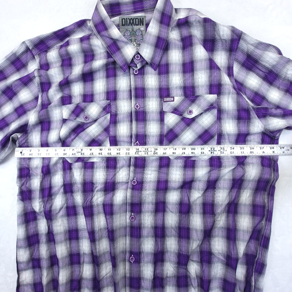 DIXXON Flannel Co 65 Roses Men’s Purple Short Sleeve Button-Up Size 4X - Picture 4 of 6
